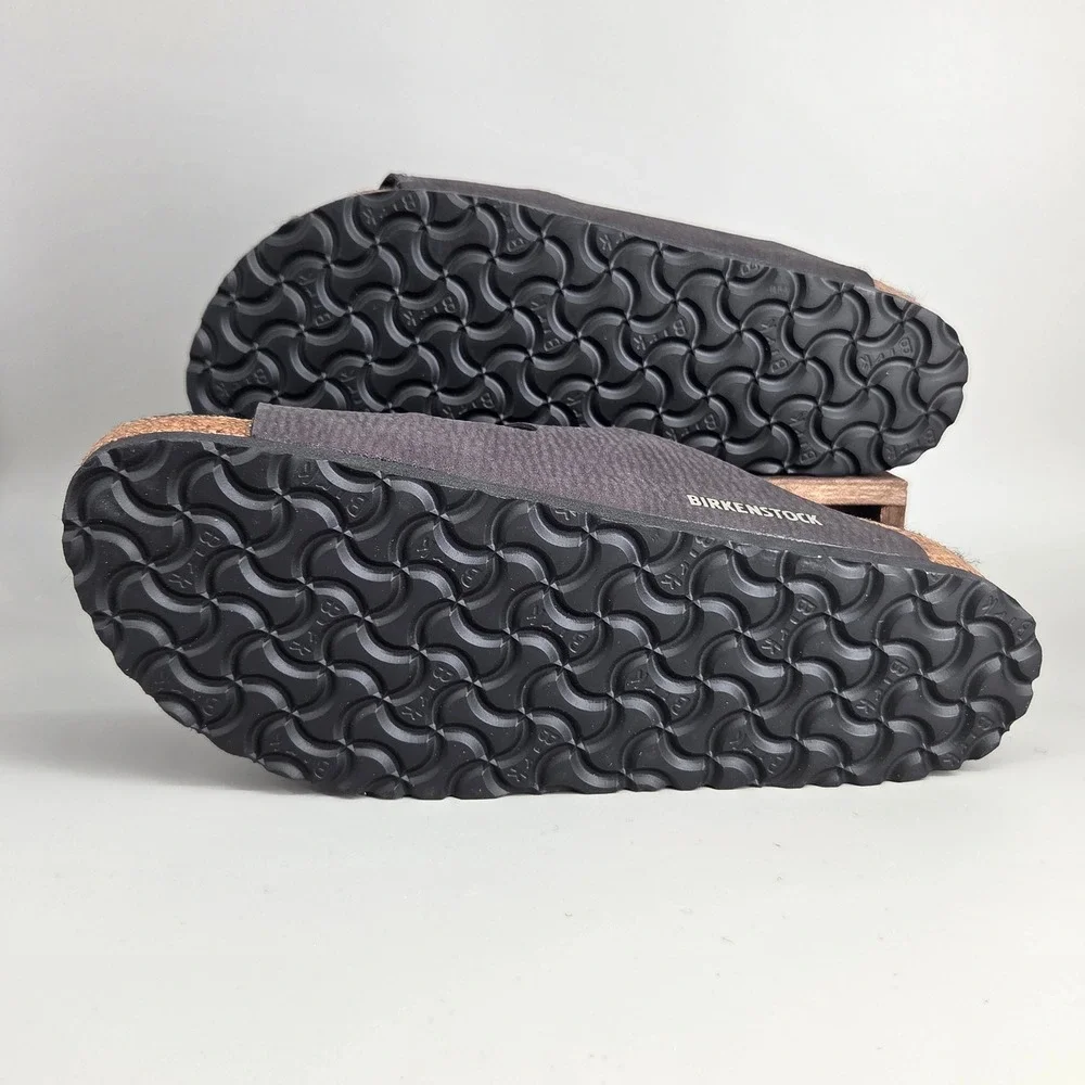 Birkenstock Arizona BS Sandals Mens 8 L10 Desert Dust Black Shearling Cozy Slide